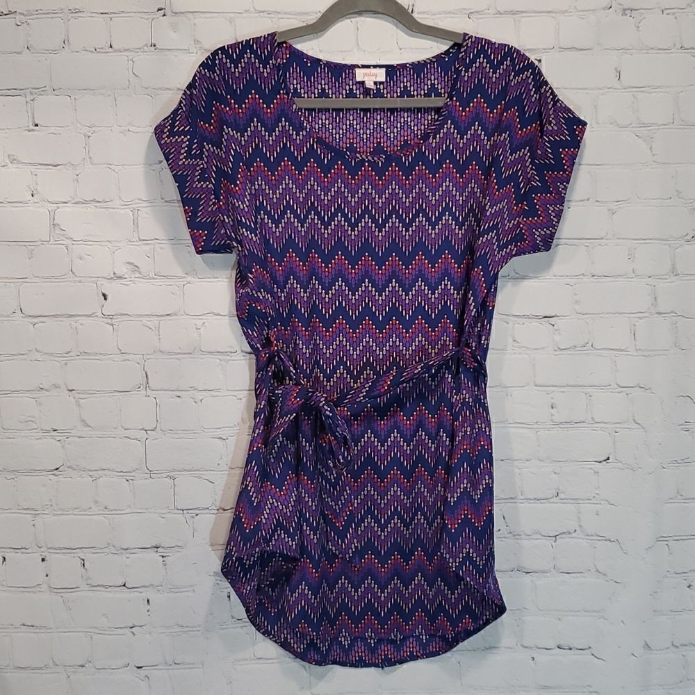 Pixley polly chevron tie waist cuffed sleeve top